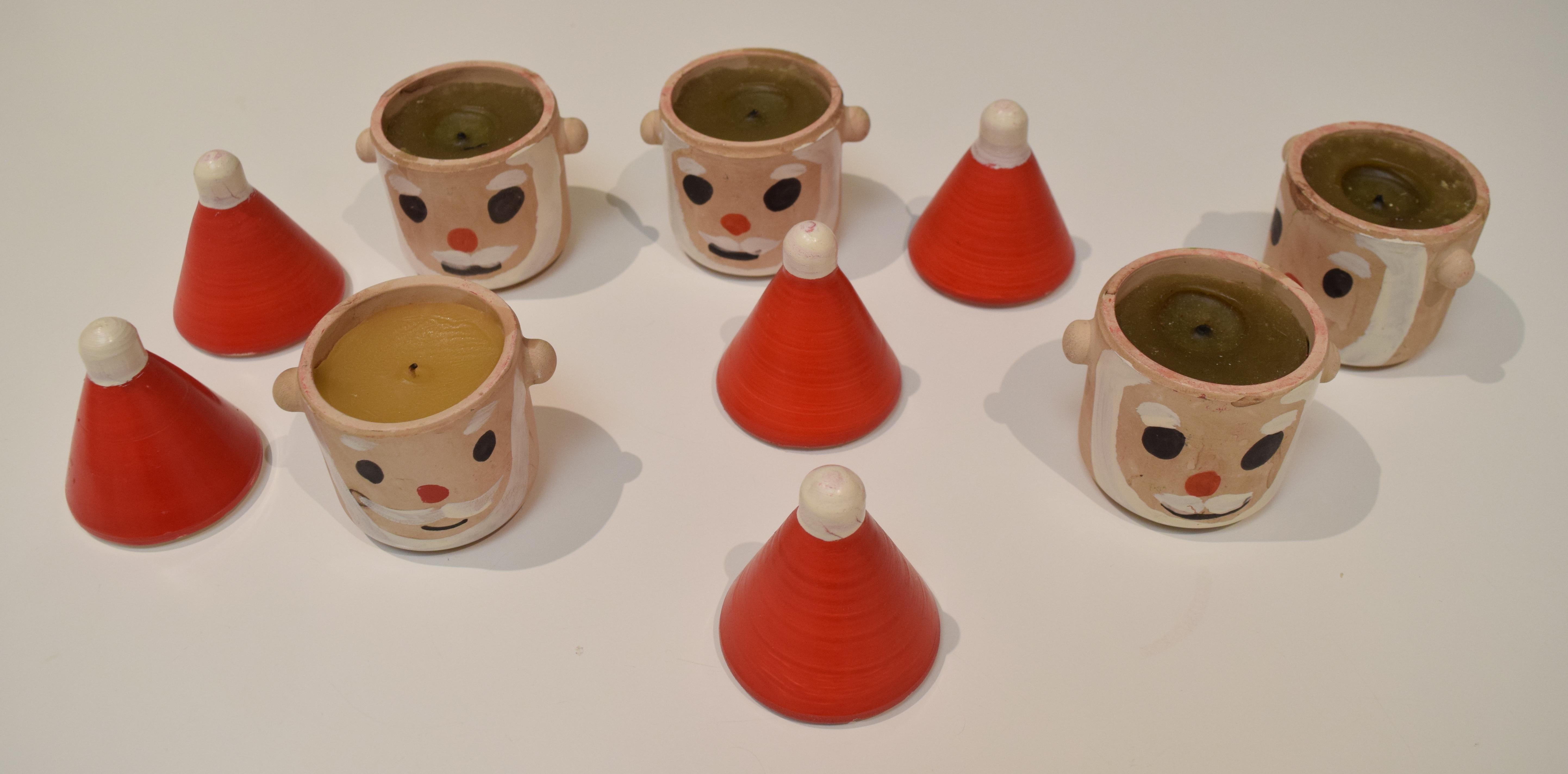 Mid-20th Century Vintage Santa Candle Holders For Sale