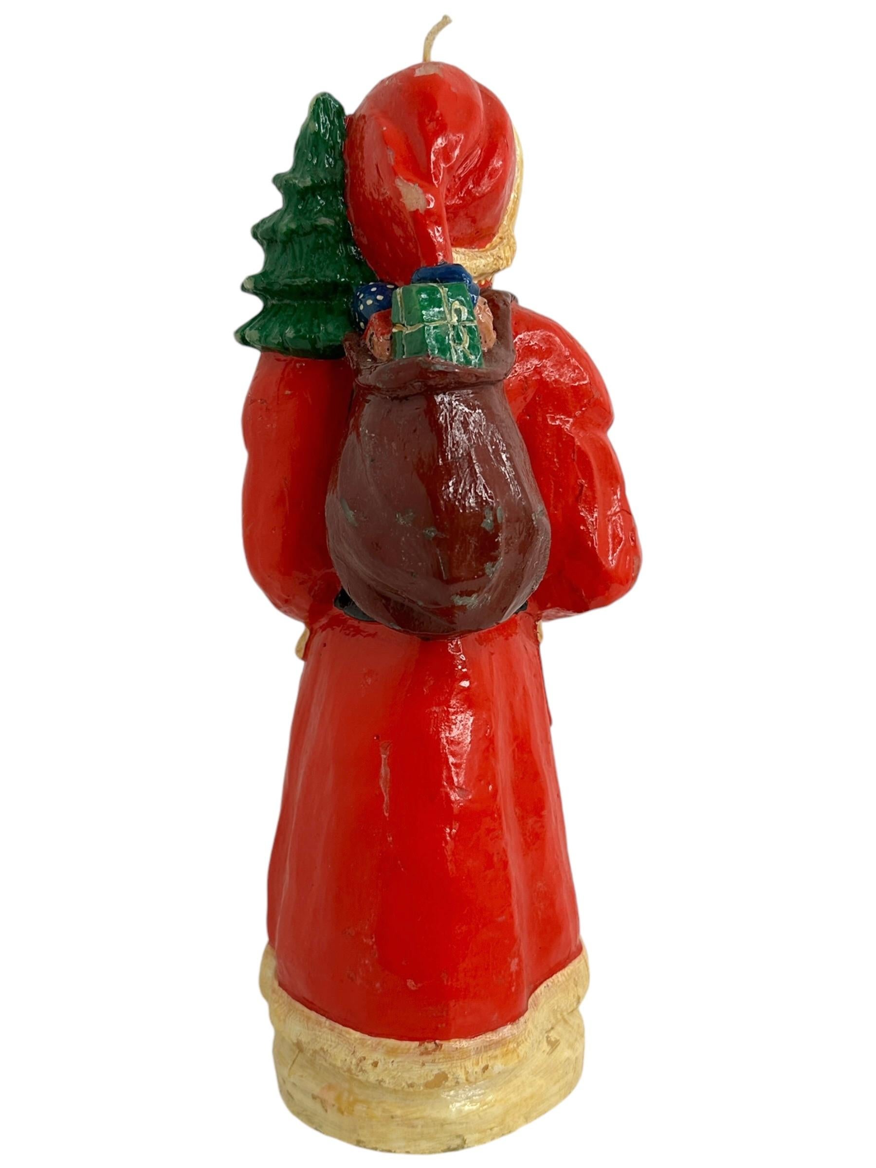 Folk Art Vintage Santa Claus Belsnickel Wax Candle German Christmas 1930s or older For Sale