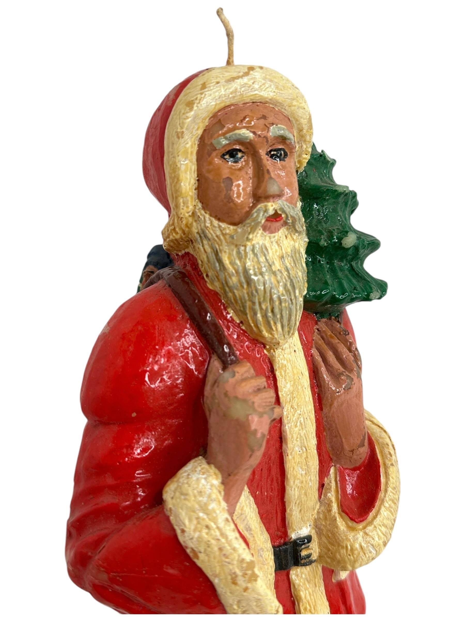 Vintage Santa Claus Belsnickel Wax Candle German Christmas 1930s or older In Good Condition For Sale In Nuernberg, DE