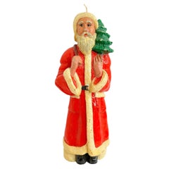 Bougie Vintage Père Noël Belsnickel Cire Allemande Noël 1930s ou plus ancien