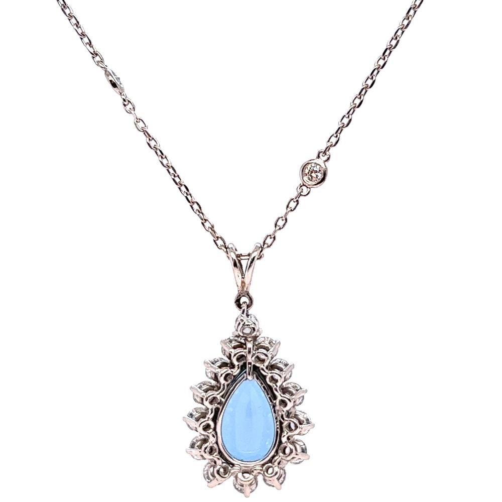 Vintage Santa Maria Aquamarine Diamond Platinum Cluster Pendant Necklace 1