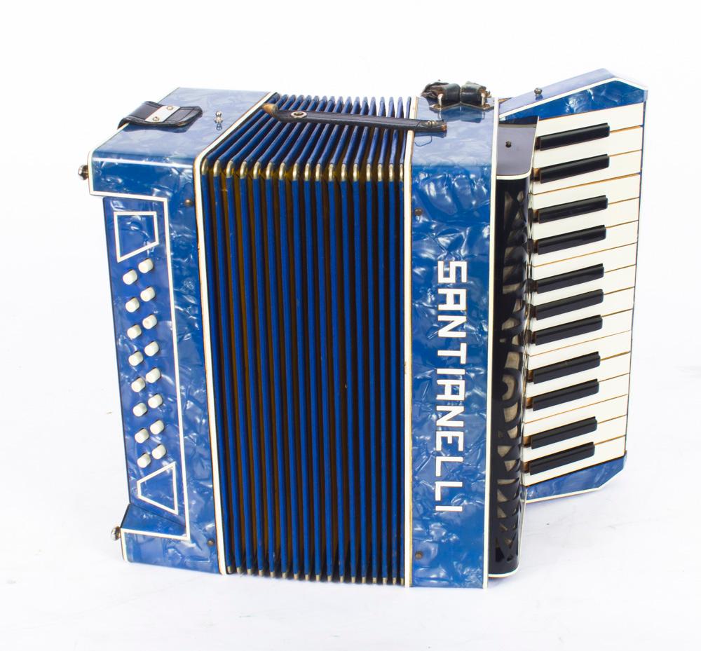 Vintage Santianelli Accordion with a Blue Pearl Finish, in a Case 4
