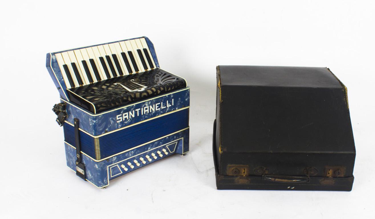 Vintage Santianelli Accordion with a Blue Pearl Finish, in a Case 6