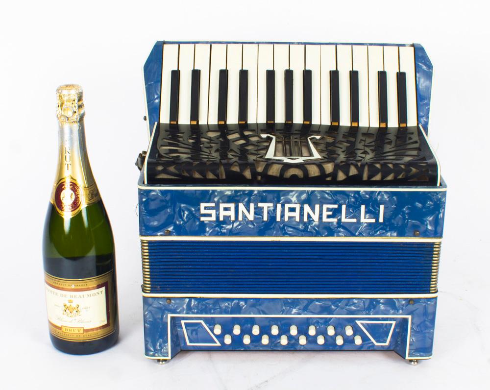 Vintage Santianelli Accordion with a Blue Pearl Finish, in a Case 8