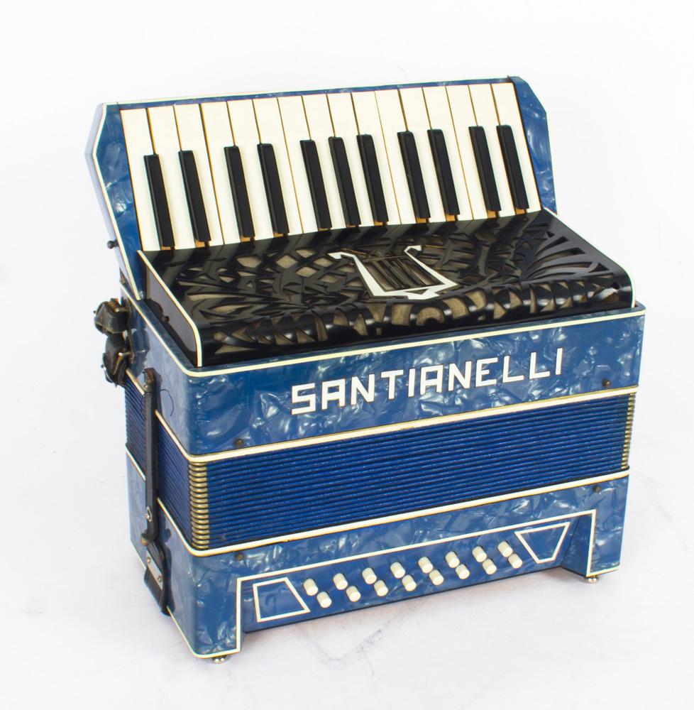 Vintage Santianelli Accordion with a Blue Pearl Finish, in a Case 9