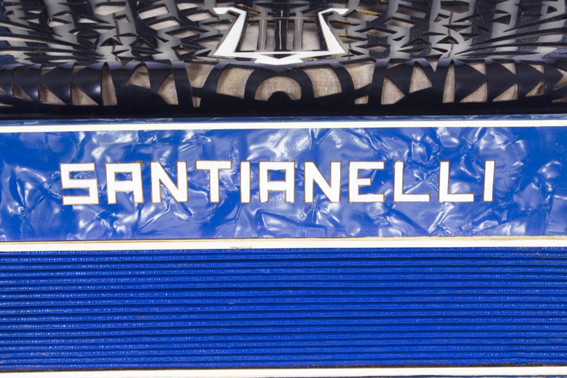 Metal Vintage Santianelli Accordion with a Blue Pearl Finish, in a Case