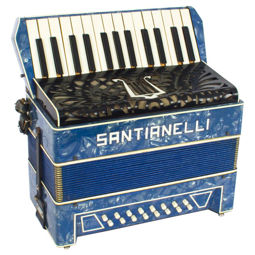 Vintage Santianelli Accordion with a Blue Pearl Finish, in a Case