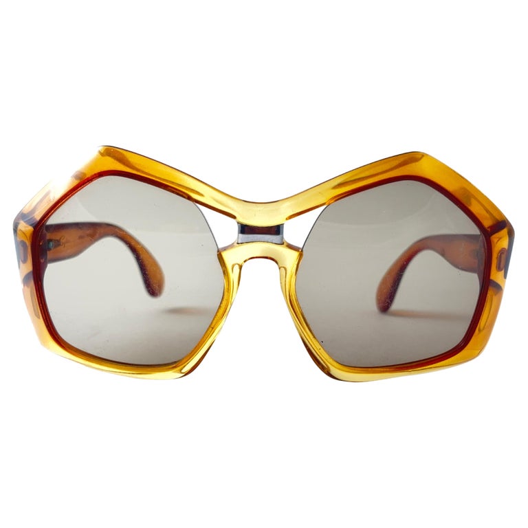 Vintage Saphira Translucent Amber Optyl Sunglasses 80 display picture 2