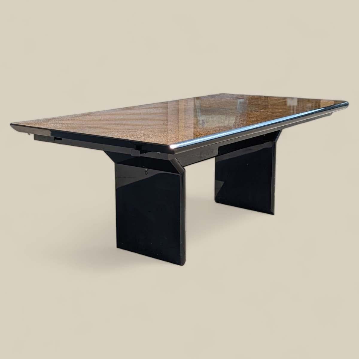 Vintage Saporiti Italia Snakewood Black Lacquer Dining Table, Giorgio Collection For Sale 2