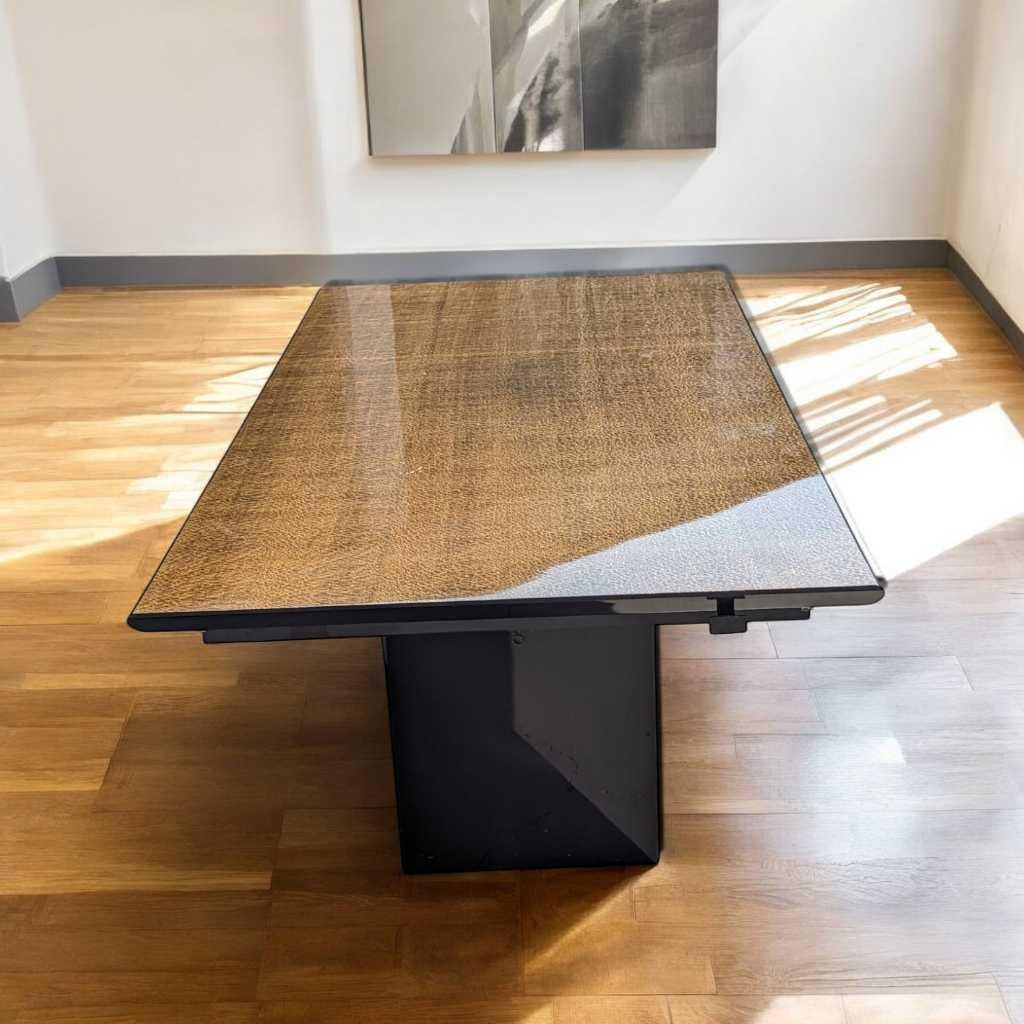 Vintage Saporiti Italia Schlangenholz Schwarzer Lack Esstisch, Giorgio Collection (Postmoderne) im Angebot