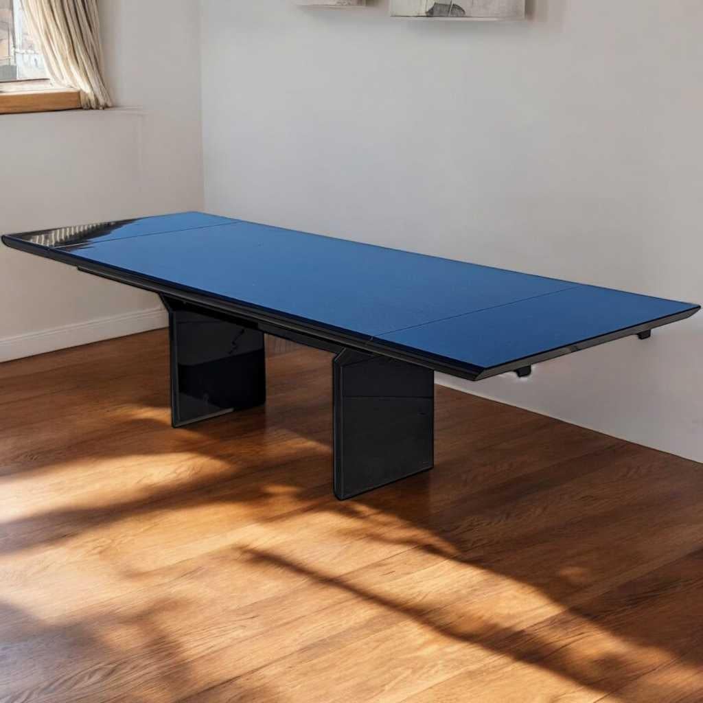 Vintage Saporiti Italia Schlangenholz Schwarzer Lack Esstisch, Giorgio Collection (Furnier) im Angebot