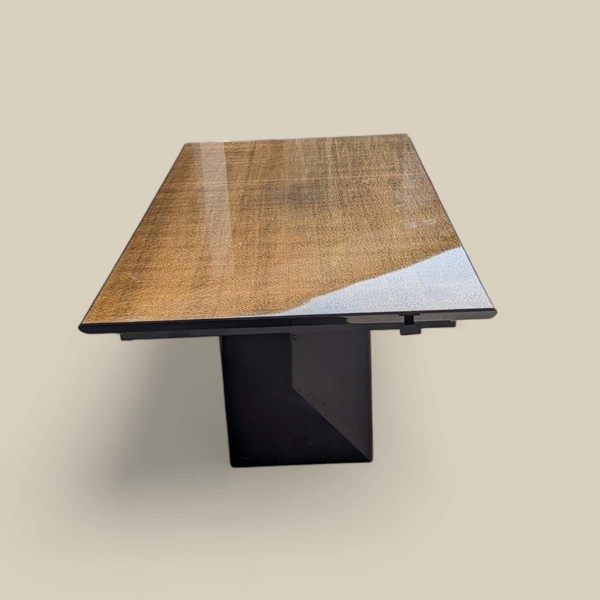 Vintage Saporiti Italia Snakewood Black Lacquer Dining Table, Giorgio Collection For Sale 1