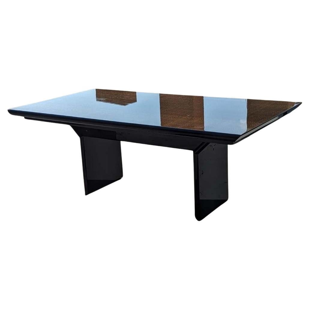 Vintage Saporiti Italia Snakewood Black Lacquer Dining Table, Giorgio Collection For Sale