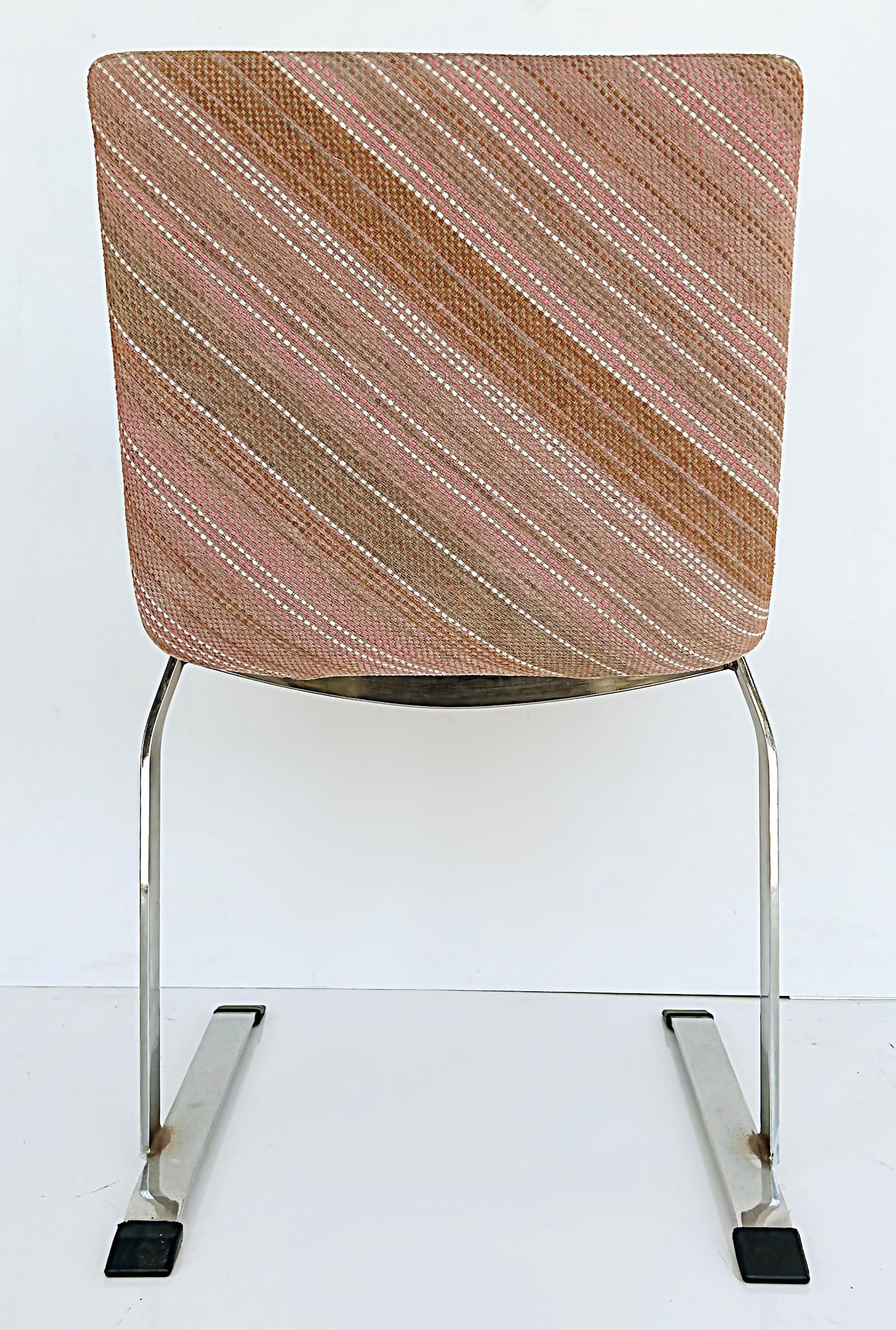 Vintage Saporiti Italia Stainless Steel Dining Chairs, Set of 4, Original Fabric 1