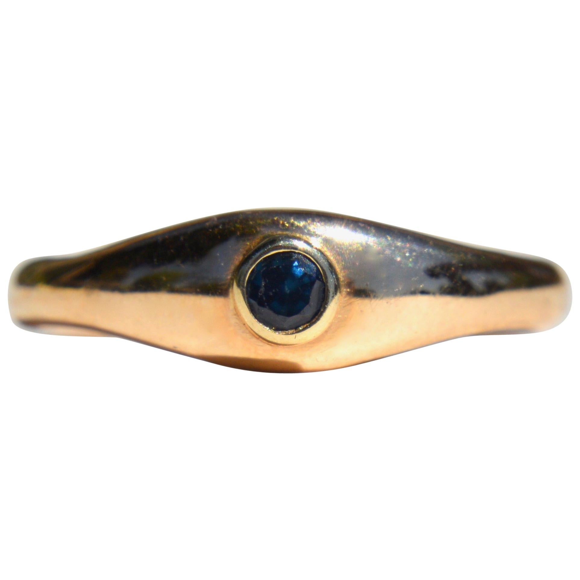 Vintage Sapphire .11 Carat 14 Karat Gold Midcentury Modernist Ring