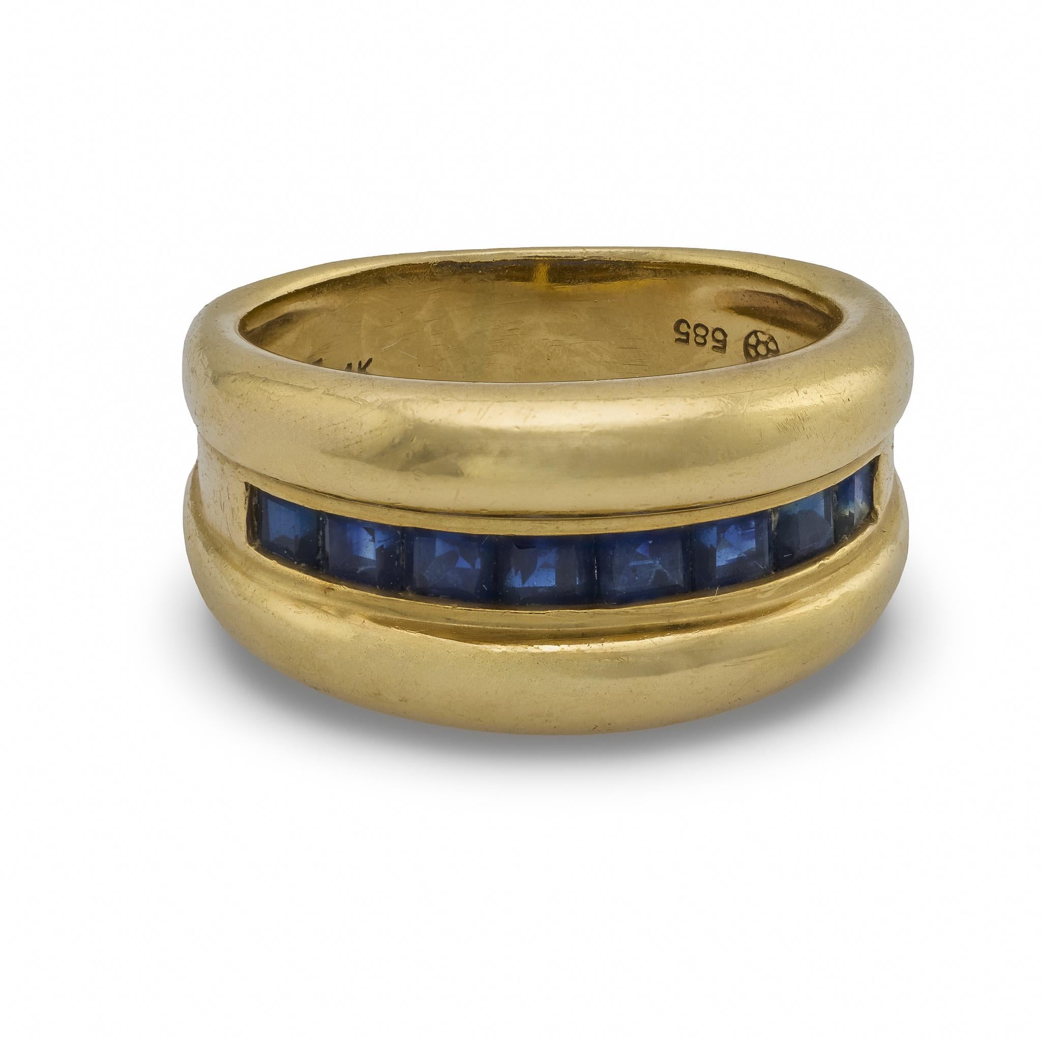 Contemporain Bracelet saphir vintage en or jaune 14k en vente