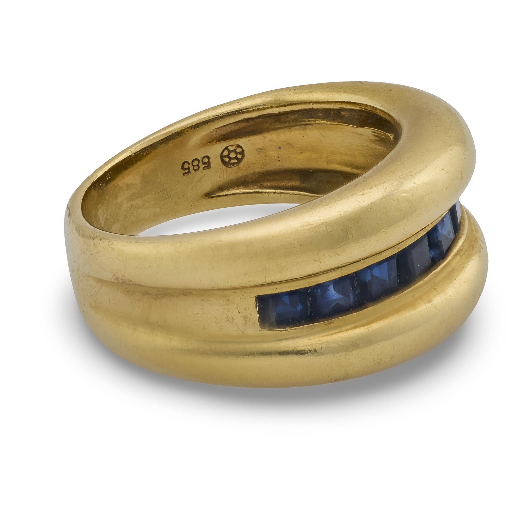 Bracelet saphir vintage en or jaune 14k en vente 1