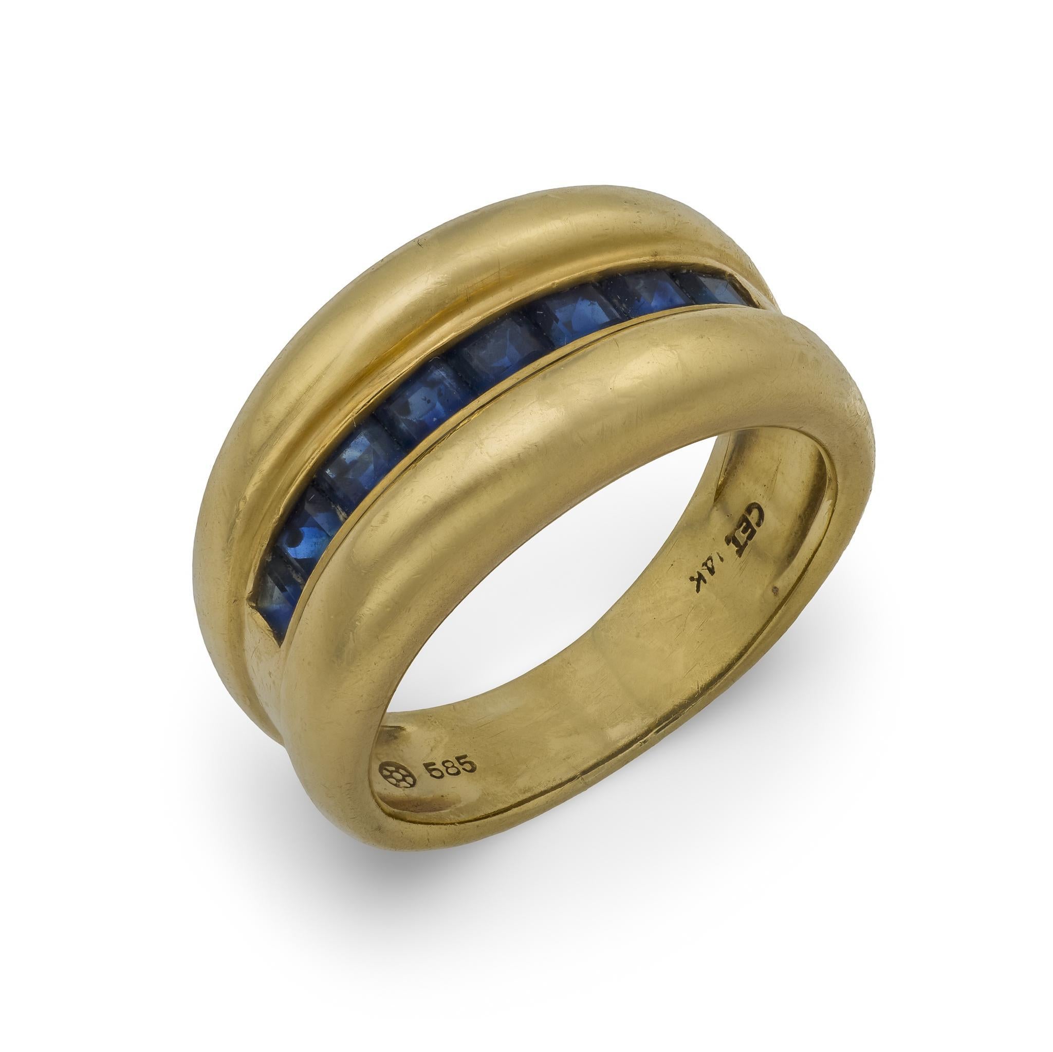 Bracelet saphir vintage en or jaune 14k en vente