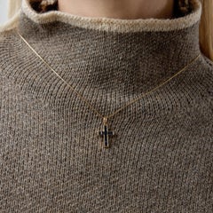 Vintage 14k Gold Cross Pendant with 1.11ct Calibre Cut Sapphires