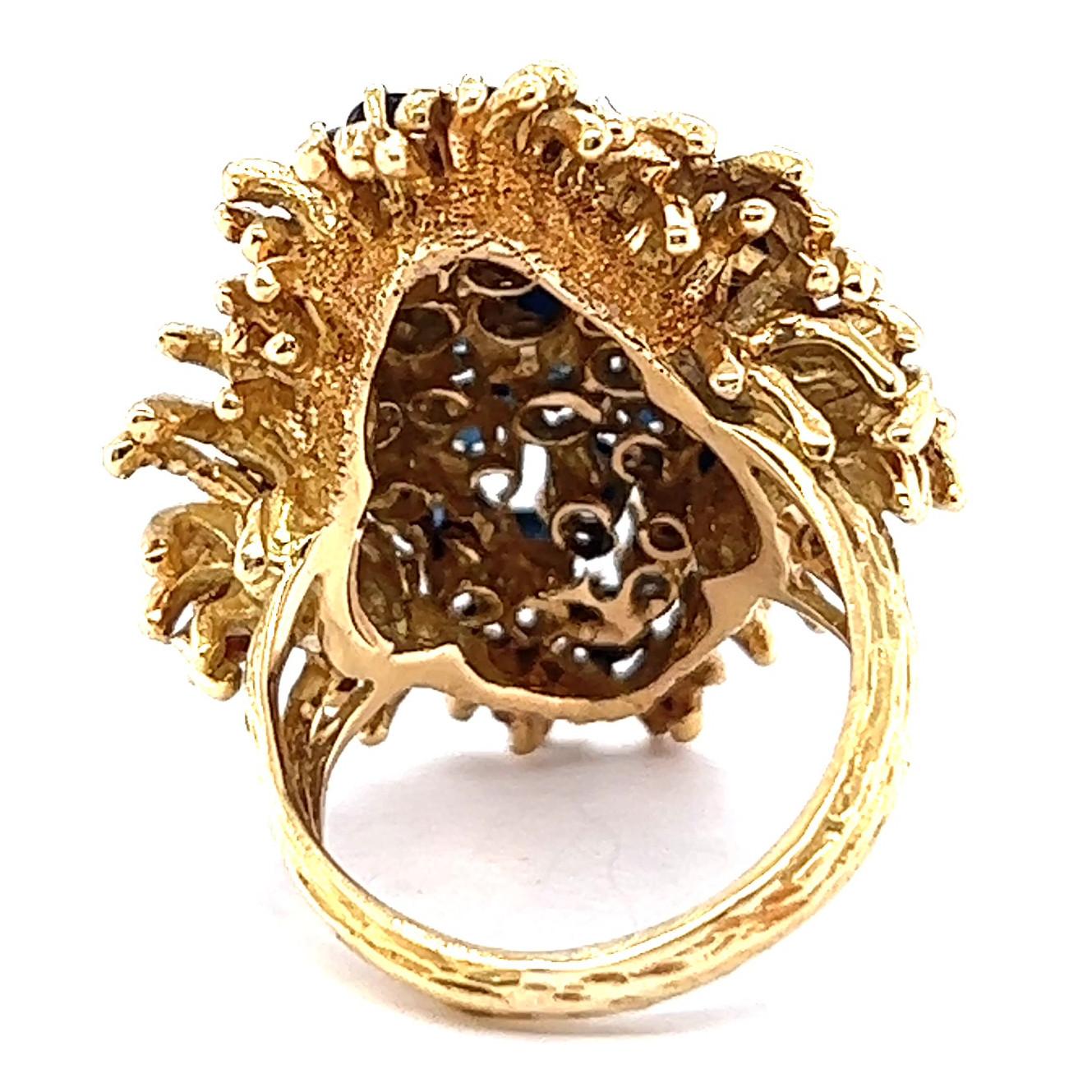 Vintage Sapphire 18 Karat Gold Cluster Statement Ring 1