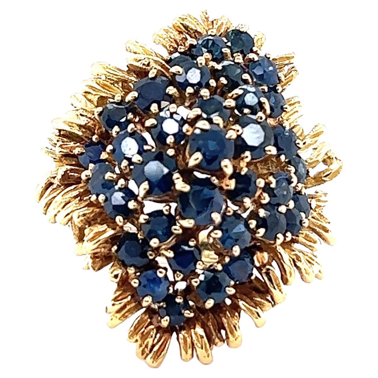 Vintage Sapphire 18 Karat Gold Cluster Statement Ring