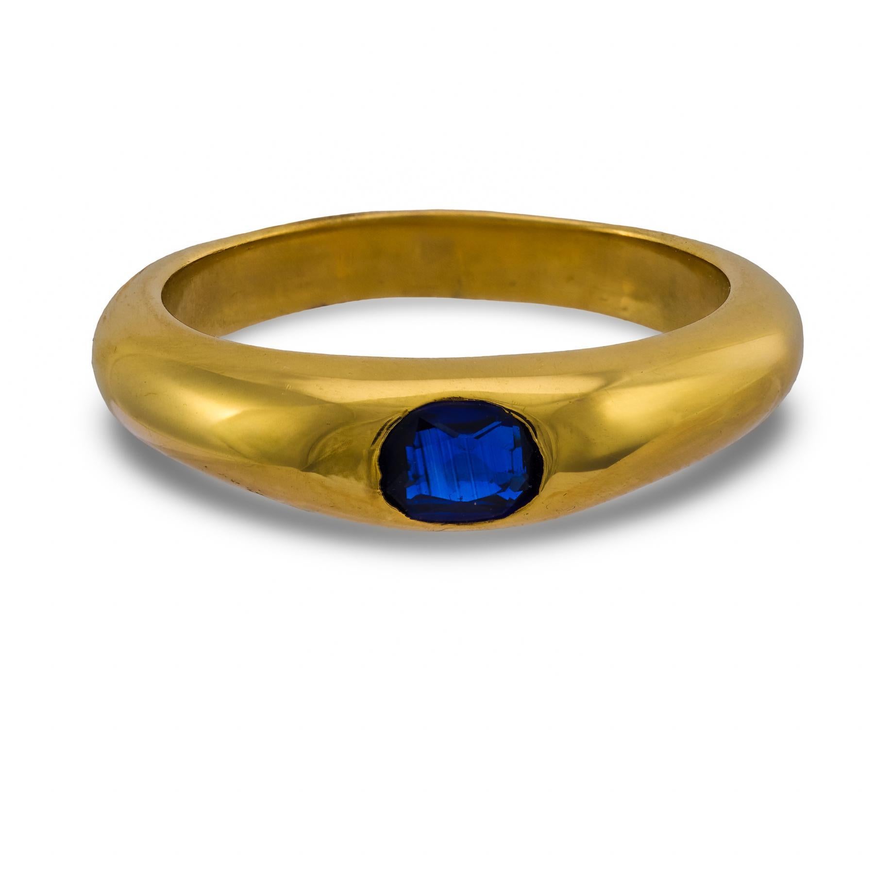 Vintage Saphir 18k Gelbgold Lünette gesetzt Band (Zeitgenössisch) im Angebot