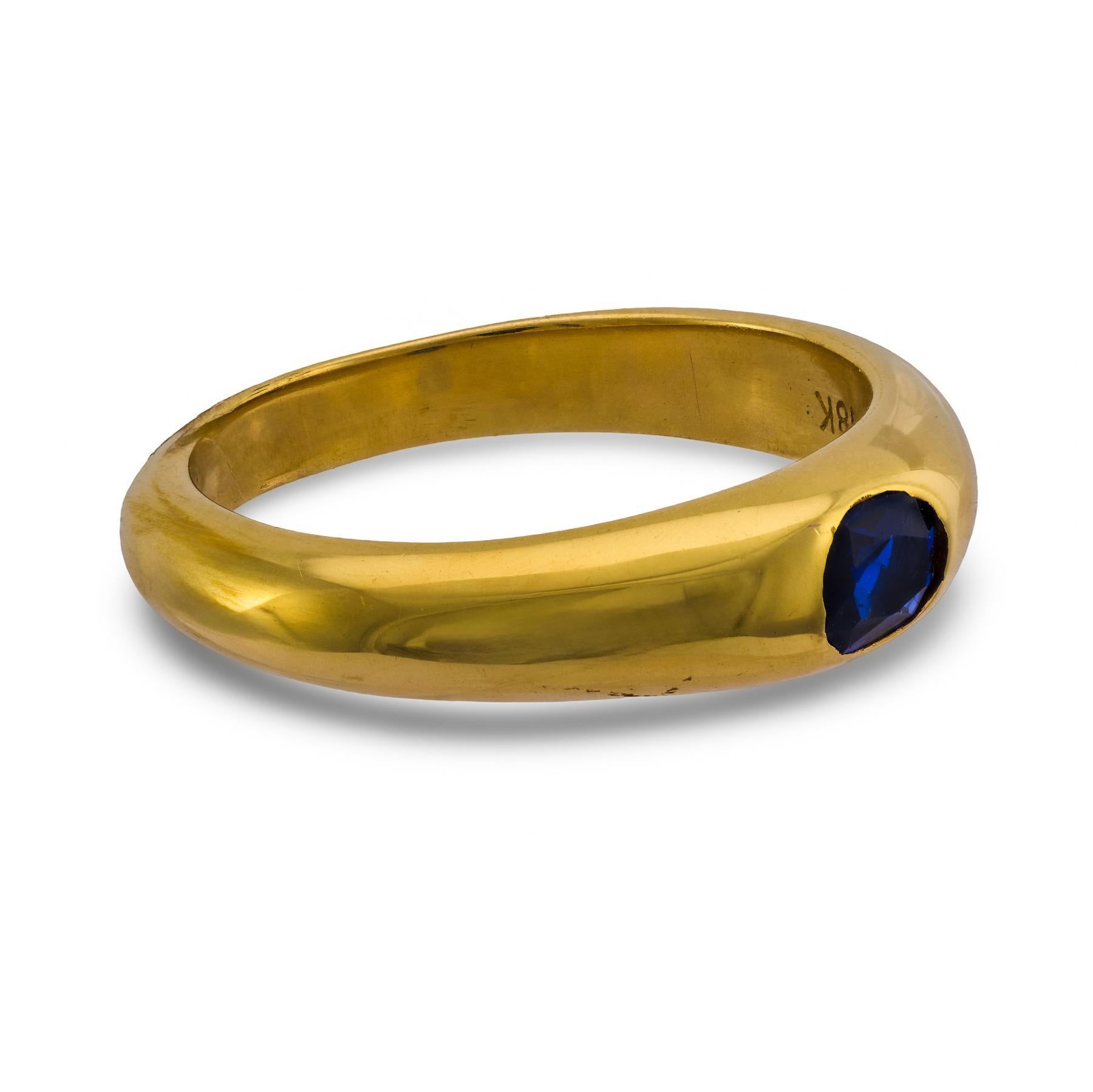 Vintage Saphir 18k Gelbgold Lünette gesetzt Band im Zustand „Gut“ im Angebot in Beverly Hills, CA