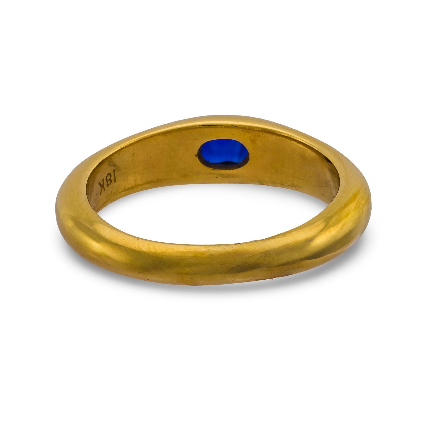 Vintage Saphir 18k Gelbgold Lünette gesetzt Band Damen im Angebot