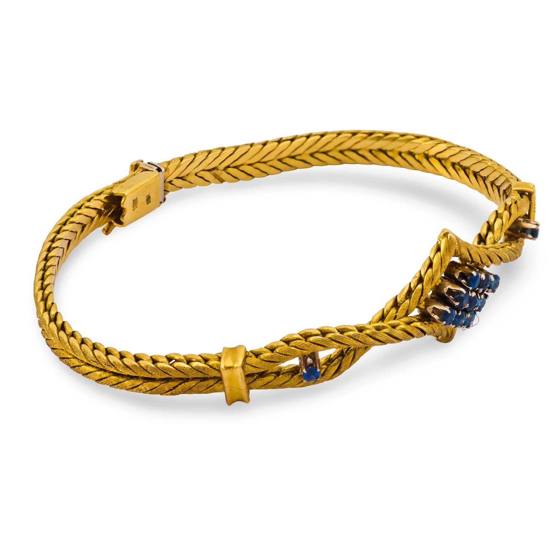Contemporain Bracelet vintage en saphir et or jaune 18k en vente