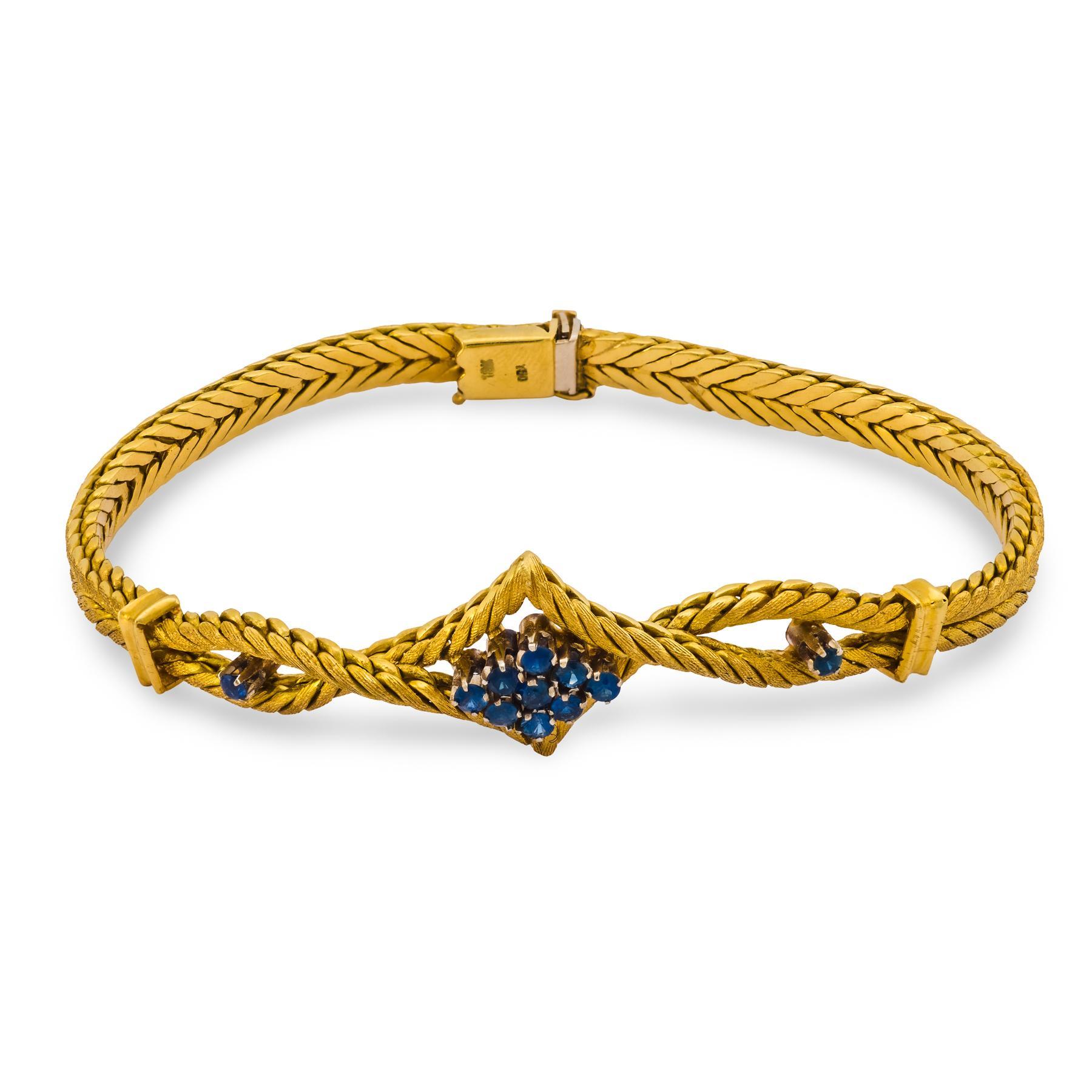 Bracelet vintage en saphir et or jaune 18k en vente 2