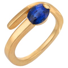 Vintage sapphire 18k yellow gold wrap ring