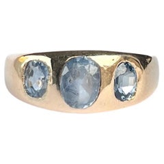 Retro Sapphire 9 Carat Gold Three-Stone Ring