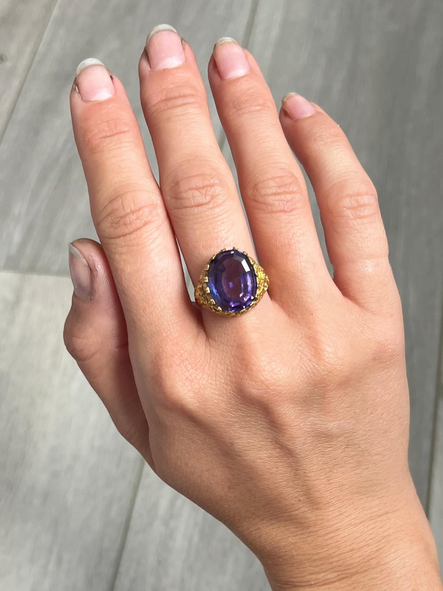 Round Cut Vintage Sapphire and 18 Carat Cocktail Ring