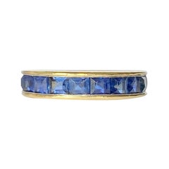 Vintage Sapphire and 18 Carat Gold Half Eternity Band