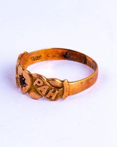 Vintage Sapphire and 18 Gold Mizpah Ring