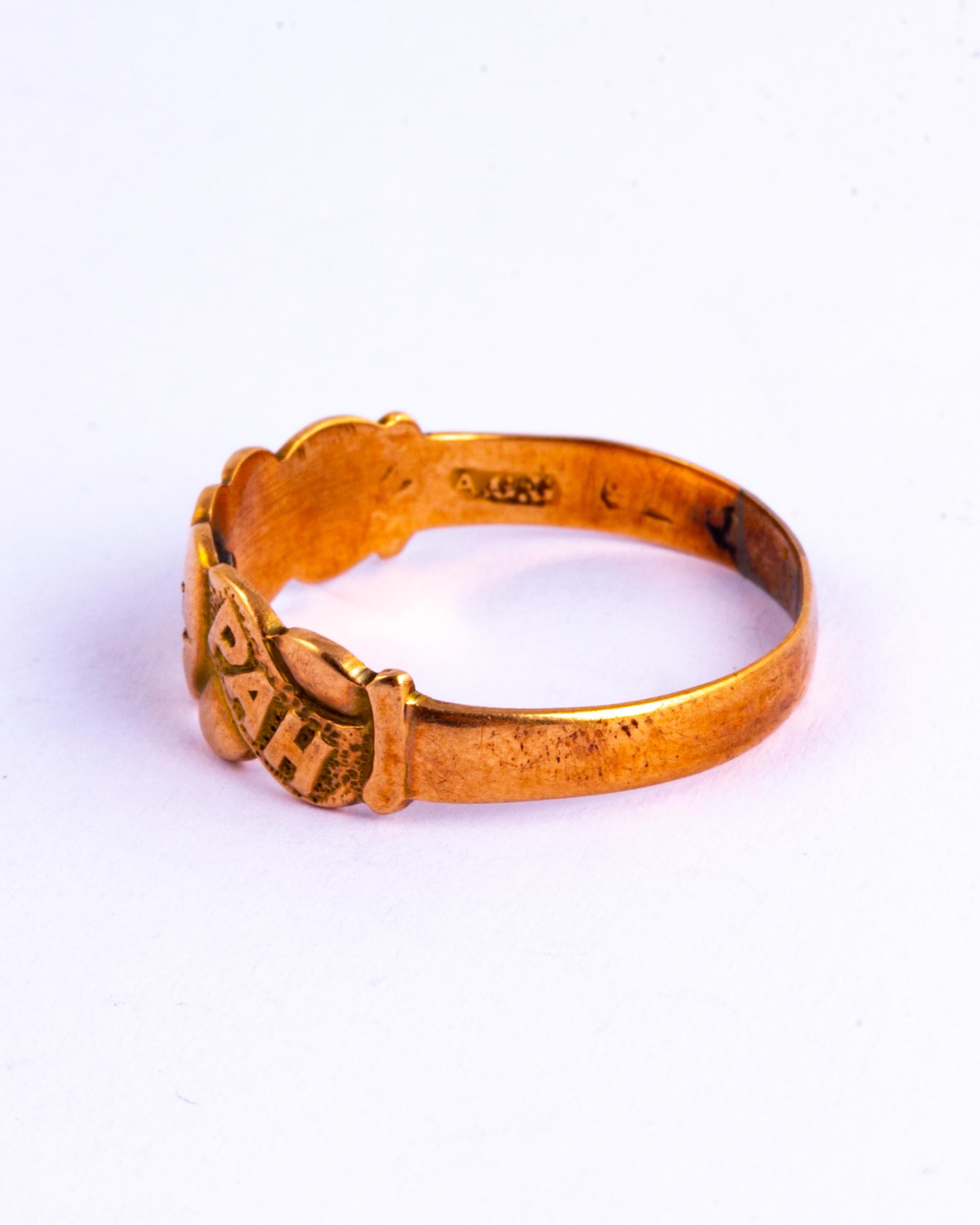 Modern Vintage Sapphire and 18 Gold Mizpah Ring