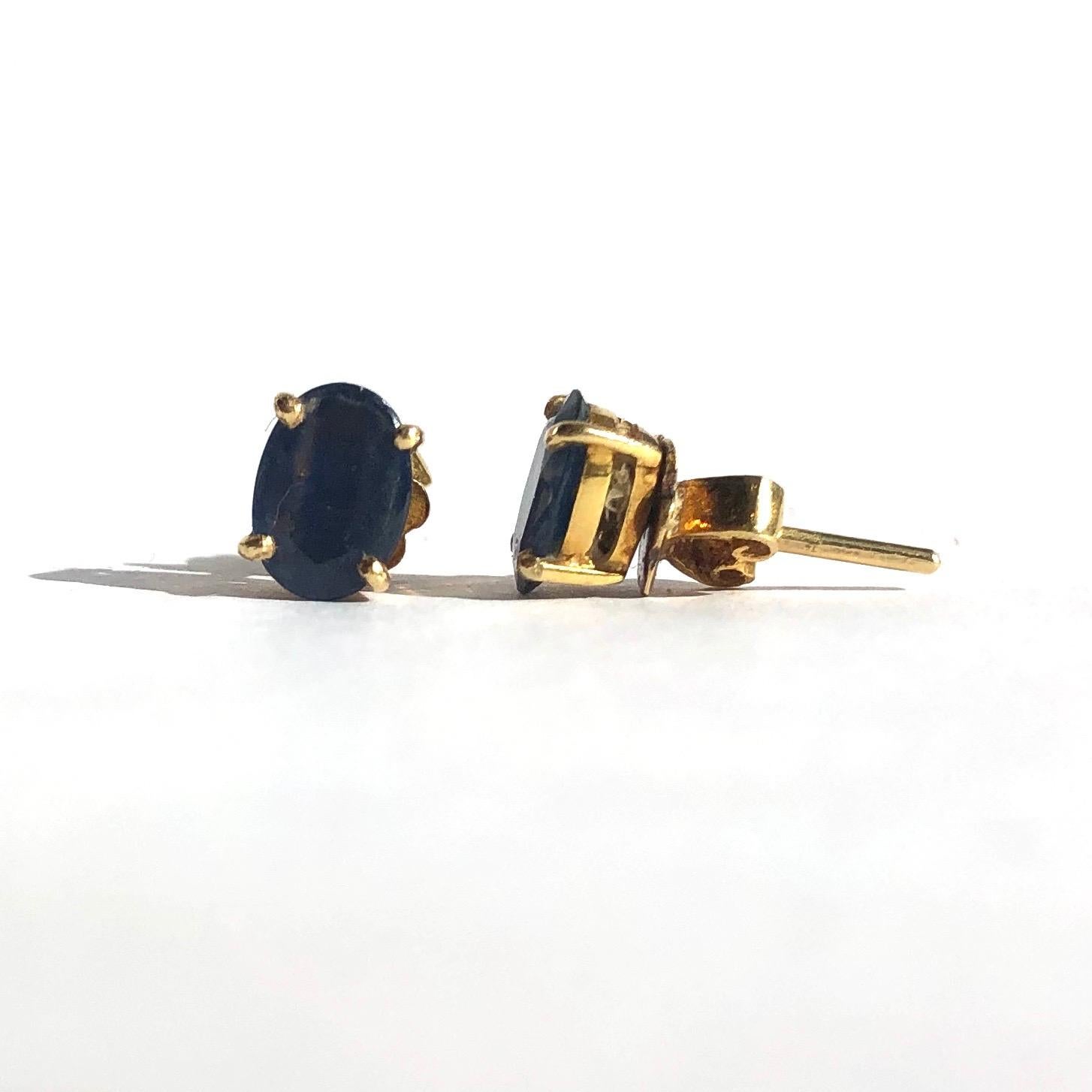 These 70pt sapphires are a gorgeous shade of blue. The stones are set in simple four claw settings which do not distract from the stones themselves. 

Stone Dimensions: 7x5mm 

Weight: 1.7g