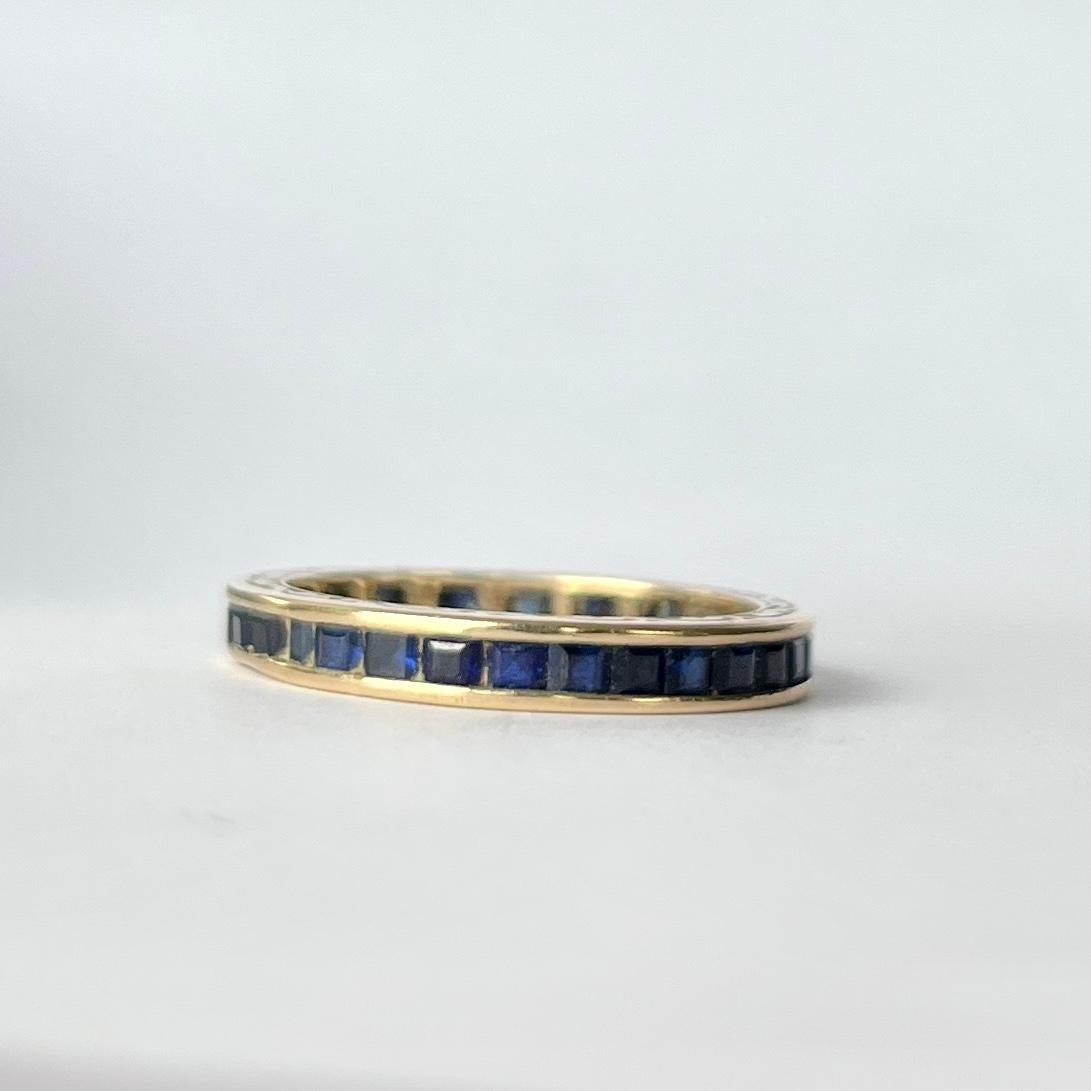 Vintage Sapphire and 9 Carat Gold Full Eternity Band For Sale 1