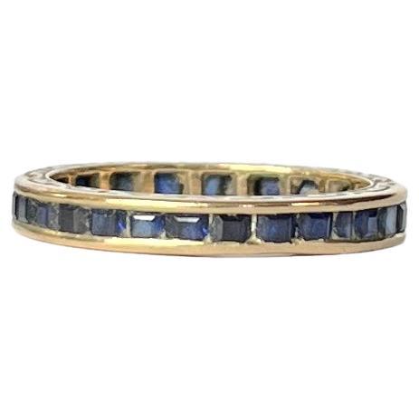 Vintage Sapphire and 9 Carat Gold Full Eternity Band For Sale