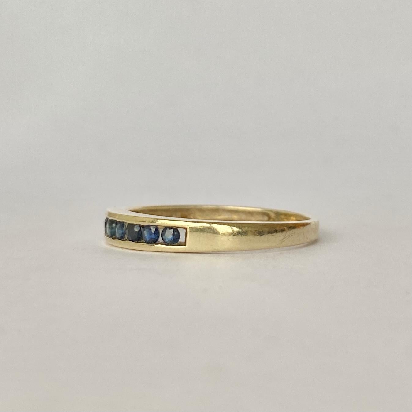 Modern Vintage Sapphire and 9 Carat Gold Half Eternity Band