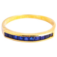 Vintage Sapphire and 9 Carat Gold Half Eternity Band