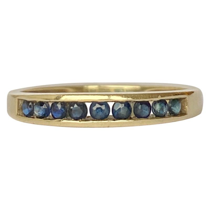 Vintage Sapphire and 9 Carat Gold Half Eternity Band