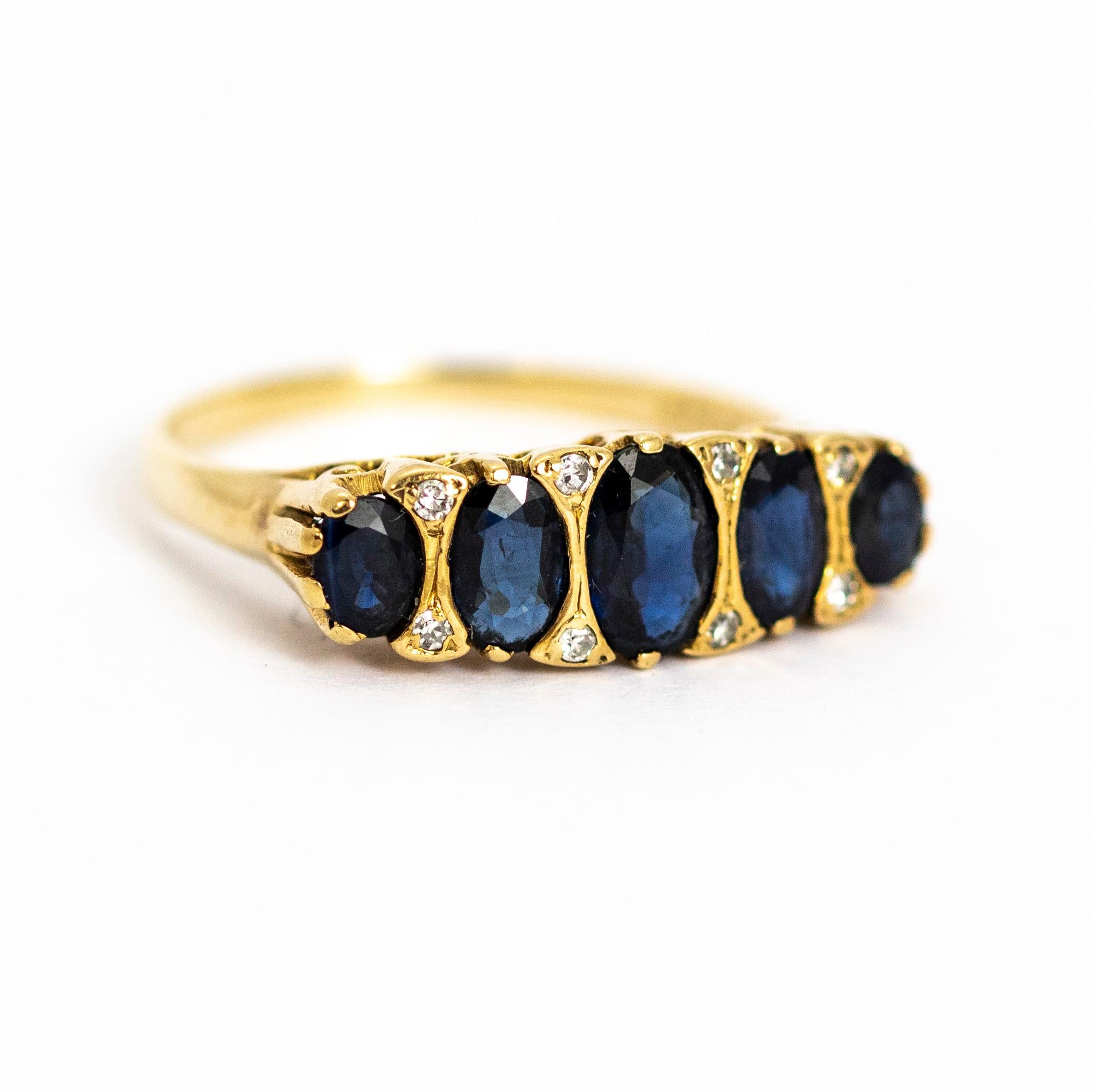 Modern Vintage Sapphire and 9 Carat Gold Ring