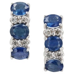 Vintage Sapphire and Diamond 14k White Gold Earrings