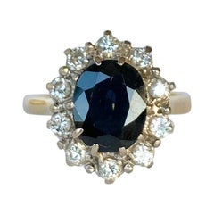 Vintage Sapphire and Diamond 18 Carat and Platinum Cluster Ring