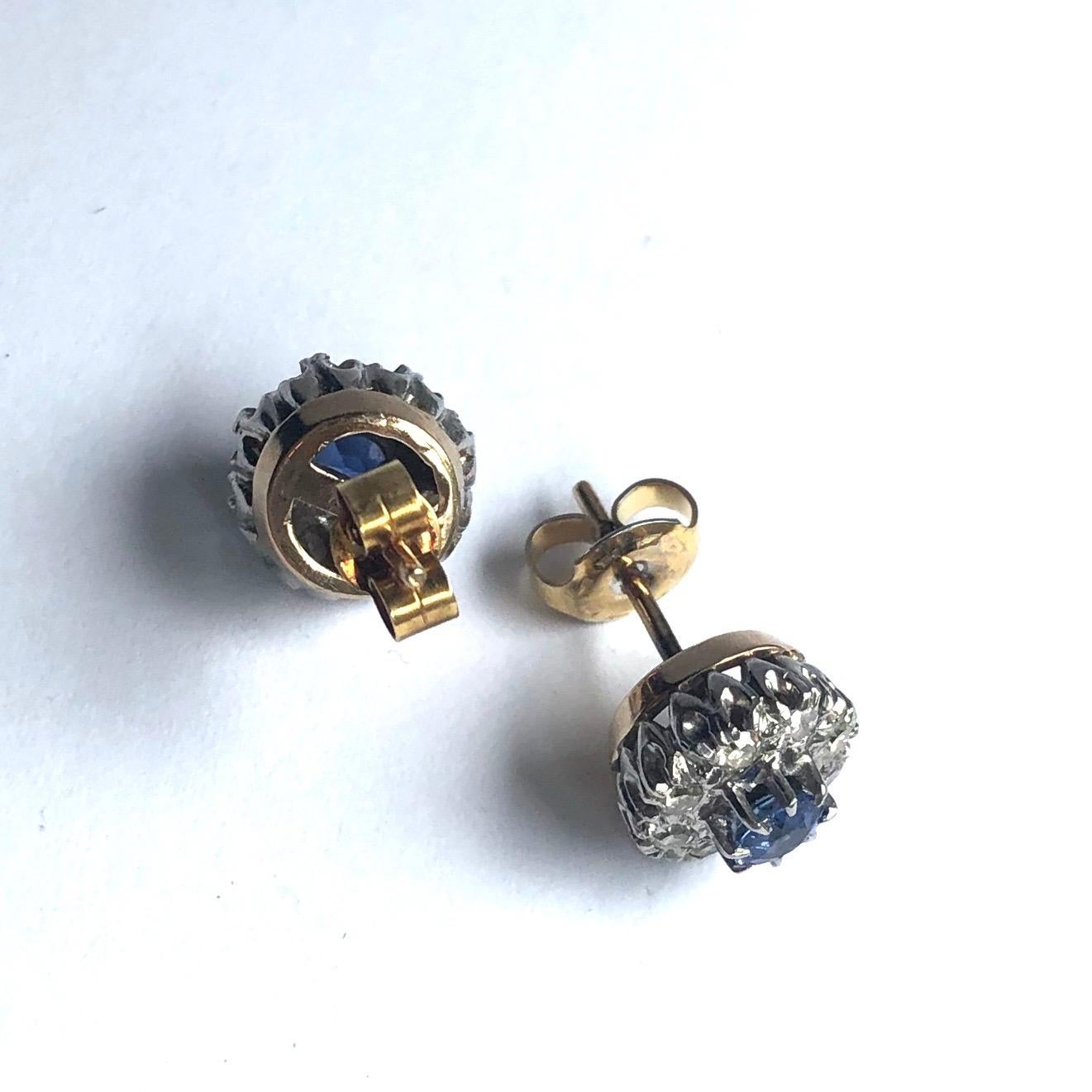 vintage sapphire stud earrings