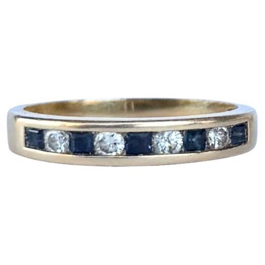 Vintage Sapphire and Diamond 18 Carat Gold Band Ring