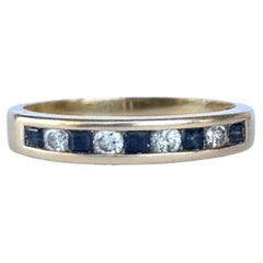 Vintage Sapphire and Diamond 18 Carat Gold Band Ring