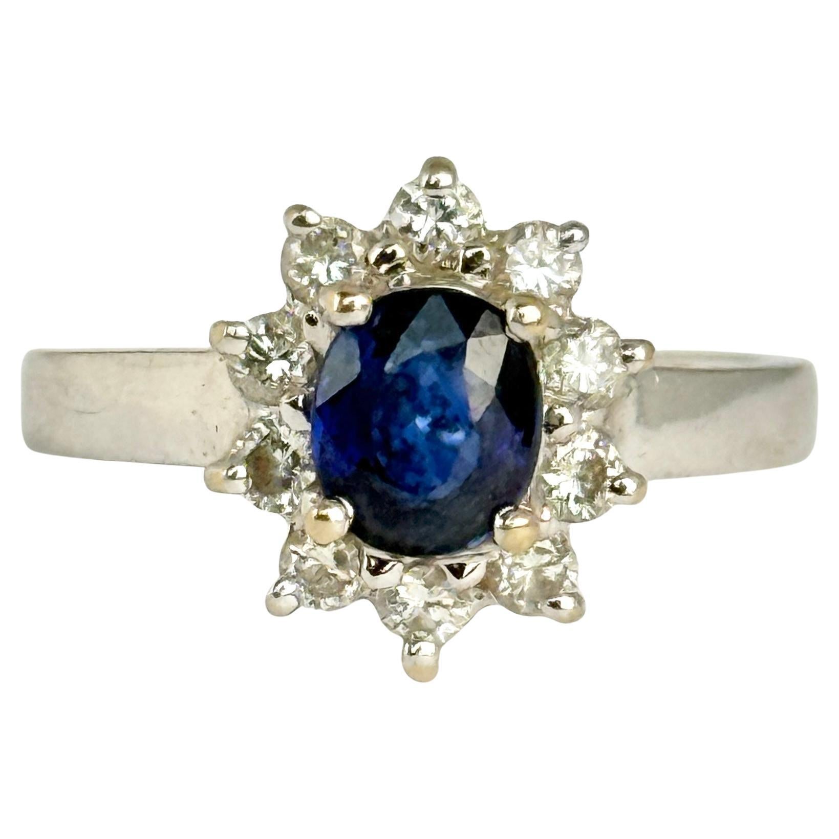 18 Karat Gold Vintage Cluster mit Saphir und Diamant