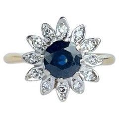 Vintage Sapphire and Diamond 18 Carat Gold Cluster Ring